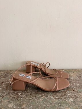 Nude Strappy Block Heel